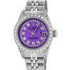 Image 2 : Rolex Ladies Stainless Steel 26MM Purple String Diamond Lugs Datejust Wristwatch