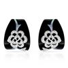 Image 1 : 18k White Gold 0.37CTW Diamond and Onyx and Mother Of Pearl Earrings, (SI1-SI2/I