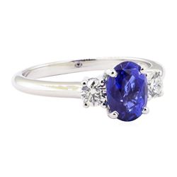 2.15 ctw Sapphire And Diamond Ring - 14KT White Gold