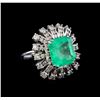 Image 1 : 5.93 ctw Emerald and Diamond Ring - 14KT White Gold