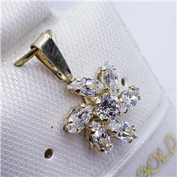 10K Yellow Gold Cz Flower Shaped Pendant, Made in Canada, Suggested Retail Value $120