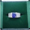 Image 4 : Silver Men'S Sapphire Cubic Zirconia Ring, Suggested Retail Value $500