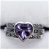 Image 2 : Silver Amethyst Marcasite Set Of Three Ring (~weight 5g), Suggested Retail Value $240