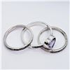 Image 3 : Silver Amethyst Marcasite Set Of Three Ring (~weight 5g), Suggested Retail Value $240