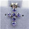 Image 2 : 10K Yellow Gold 6 Sapphire Cross(0.35ct) Pendant, Made in Canada, Suggested Retail Value $240
