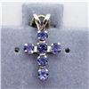 Image 3 : 10K Yellow Gold 6 Sapphire Cross(0.35ct) Pendant, Made in Canada, Suggested Retail Value $240