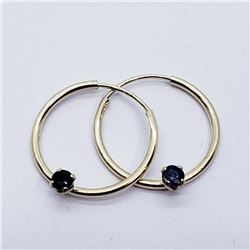 14K Yellow Gold Sapphire Hoop(0.15ct) Earrings, Made in Canada, Suggested Retail Value $240