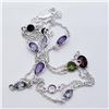 Image 3 : Silver Assorted Gemstone 18 Inches With Clasp Necklace, Suggested Retail Value $400