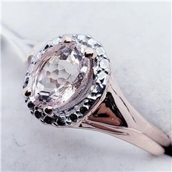 Rose Gold Plated Silver Morganite Ring (~Size 7), Suggested Retail Value $300