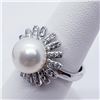 Image 1 : Silver Pearl Cubic Zirconia Flower Design Ring, Suggested Retail Value $200