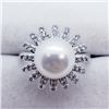 Image 2 : Silver Pearl Cubic Zirconia Flower Design Ring, Suggested Retail Value $200