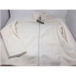 Natural Reflections White Fleece Zip Up- 1X ( Right Side Tie is torn)