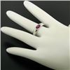 Image 7 : 14K White Gold 0.62 ctw Oval Burnish Set Light Burgundy Ruby Solitaire Band Ring