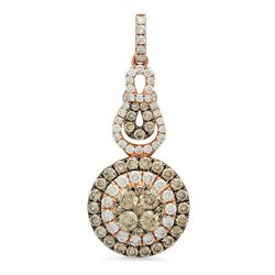 14k Rose Gold 1.38CTW Diamond and Brown Diamonds Pendant, (VS-SI1/F-G)