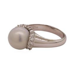 0.40 ctw Diamond and Pearl Ring - 18KT White Gold