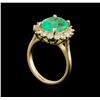 Image 4 : 4.67 ctw Emerald and Diamond Ring  - 14KT Yellow Gold