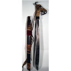 A OLD DAYAK SWORD,c.1950s, the tapering metal sin