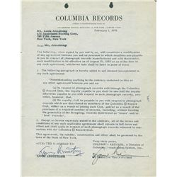 Signed Louis Armstrong Contract