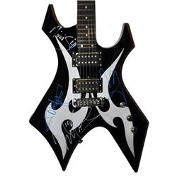 Motley Crue Signed White Flamed B.C. Rich Warlock Guitar