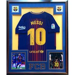 Lionel Messi signed jersey and photo collage