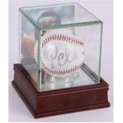 Pele signed + CASED baseball PSA