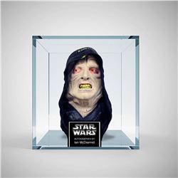 Autographed Star Wars Emperor Palpatine mask in clear case