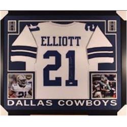 Ezekiel Elliott signed+framed Cowboys Jersey PSA