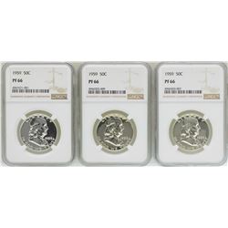 Lot of (3) 1959 Proof Franklin Half Dollar Coins NGC PF66