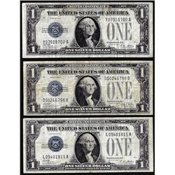 Lot of (3) 1928A/B $1 Funnyback Silver Certificate Notes