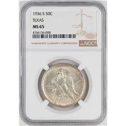 1936-S Texas Centennial Commemorative Half Dollar Coin NGC MS65