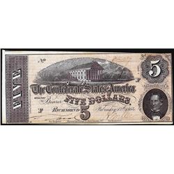 1864 $5 Confederate States of America Note