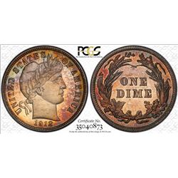 1912 Proof Barber Dime Coin PCGS PR65 Amazing Toning