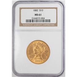 1882 $10 Liberty Head Eagle Gold Coin NGC MS61