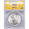 Image 1 : 1923 $1 Peace Silver Dollar Coin ANACS MS63 Rim Clip
