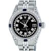 Image 2 : Rolex Ladies Stainless Steel 26MM Black String Diamond & Sapphire Datejust Wristwatch