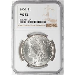 1900 $1 Morgan Silver Dollar Coin NGC MS63