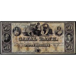 1800's $50 Canal Bank New Orleans Obsolete Note
