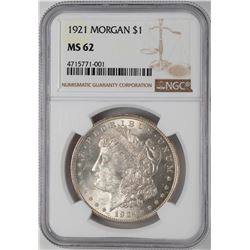 1921 $1 Morgan Silver Dollar Coin NGC MS62