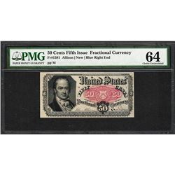 1874 50 Cent Fifth Issue Fractional Currency Note Fr.1381 PMG Choice Uncirculated 64