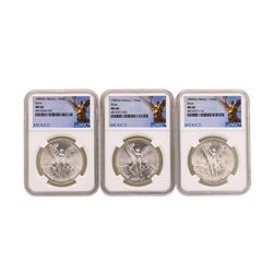 Lot of 1982Mo/1983Mo/1985Mo Mexico Libertad Onza Silver Coins NGC MS66