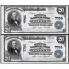Image 1 : Lot of (2) Consecutive 1902PB $20 Tiffin, Ohio CH# 7795 National Currency Notes