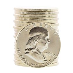 Roll of (20) Brilliant Uncirculated 1963 Franklin Half Dollar Coins