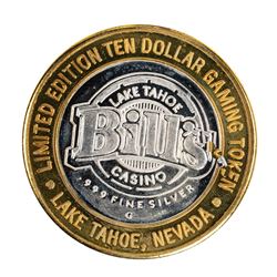.999 Silver Bills Casino Lake Tahoe, Nevada $10 Limited Edition Gaming Token