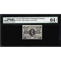 March 3, 1863 Five Cents Third Issue Fractional Currency Note PMG Choice Unc. 64EPQ