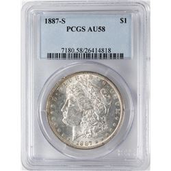 1887-S $1 Morgan Silver Dollar Coin PCGS AU58