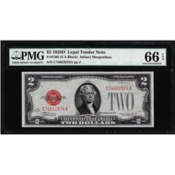 1928D $2 Legal Tender Note Fr.1505 PMG Gem Uncirculated 66EPQ