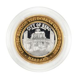 .999 Silver Harrahs Casino Reno Nevada $10 Casino Limited Edition Gaming Token