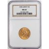 Image 1 : 1908 $5 Liberty Head Half Eagle Gold Coin NGC MS63