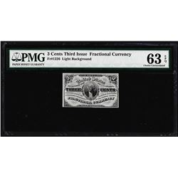 1863 Third Issue 3 Cents Fractional Currency Note PCGS Choice Uncirculated 63EPQ