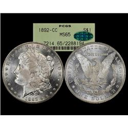 1892-CC $1 Morgan Silver Dollar Coin PCGS MS65 CAC Old Green Holder